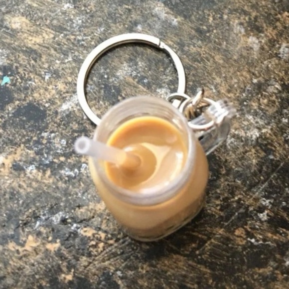 Boba Milk Tea in Mason Jar With Straw Resin Charm Keychain - New With Tags - Picture 5 of 7